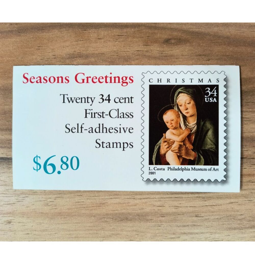 2001 USPS Christmas Madonna & Child 34¢ Stamp Booklet Mint NH Lorenzo Costa Art